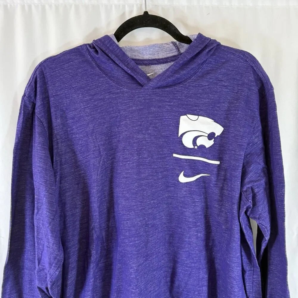 K-State Wildcats Nike Hoodie Men's Large Purple Heathered Hooded Lightweight
